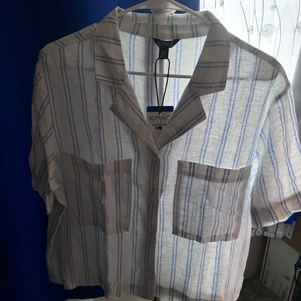 Buffalo David Bitton Casual Blue and White Shirt